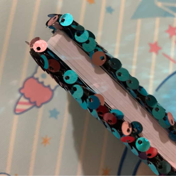 Turquoise Mermaid Reversible Flip Sequin Mini Notebook Journal - Picture 10 of 16